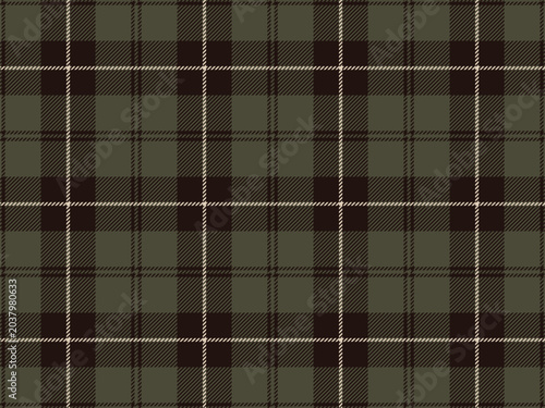 Foto Classic rustic tartan plaid pattern background, olive green dark brown seamless