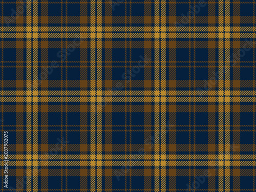 Fotografi Dark academia tartan plaid pattern background, dark navy mustard gold seamless c