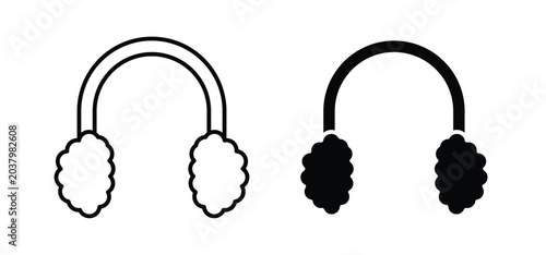 Принти на полотні Ear muffs vector icon set black filled and outlined style.