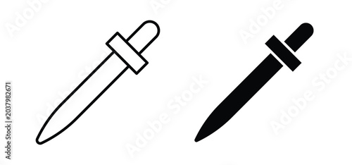 Photos Eye dropper half vector icon set black filled and outlined style.