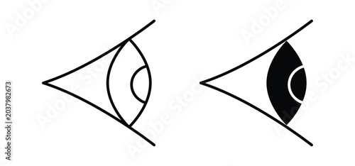 Eye side vector icon set black filled and outlined style.