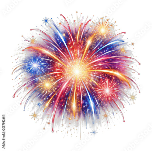 PNG Vibrant colorful fireworks explosion.