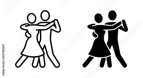 Bild auf Leinwand Ballroom Dancing Icons, Couple Dance Silhouette Vector Set, Romantic Movement Gr