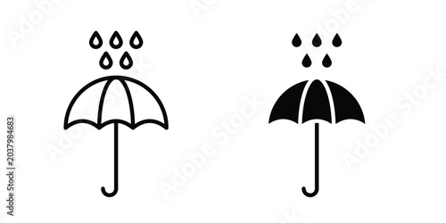 Umbrella with rain drop icon design. Black outline pictogram