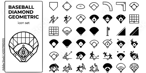 Foto Baseball Diamond Geometric Black White-Base Path Infield Outfield Grid-Field Lay