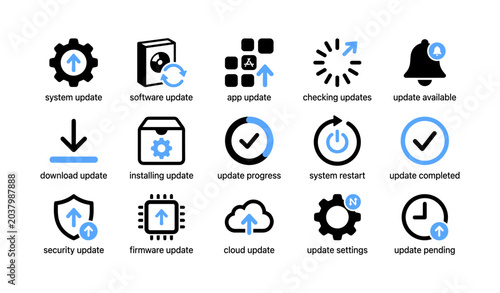 System update and software update icons on white background