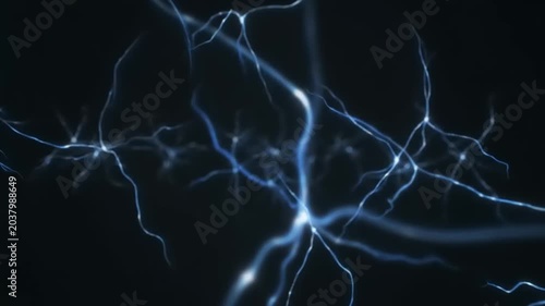 Electric blue lightning storm sparks across dark background