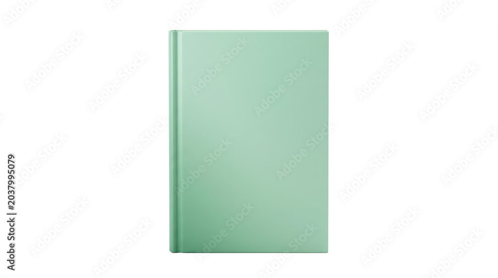 Fototapeta premium Mint Green Hardcover Book Cover Isolated on White Background Minimalist Stationery