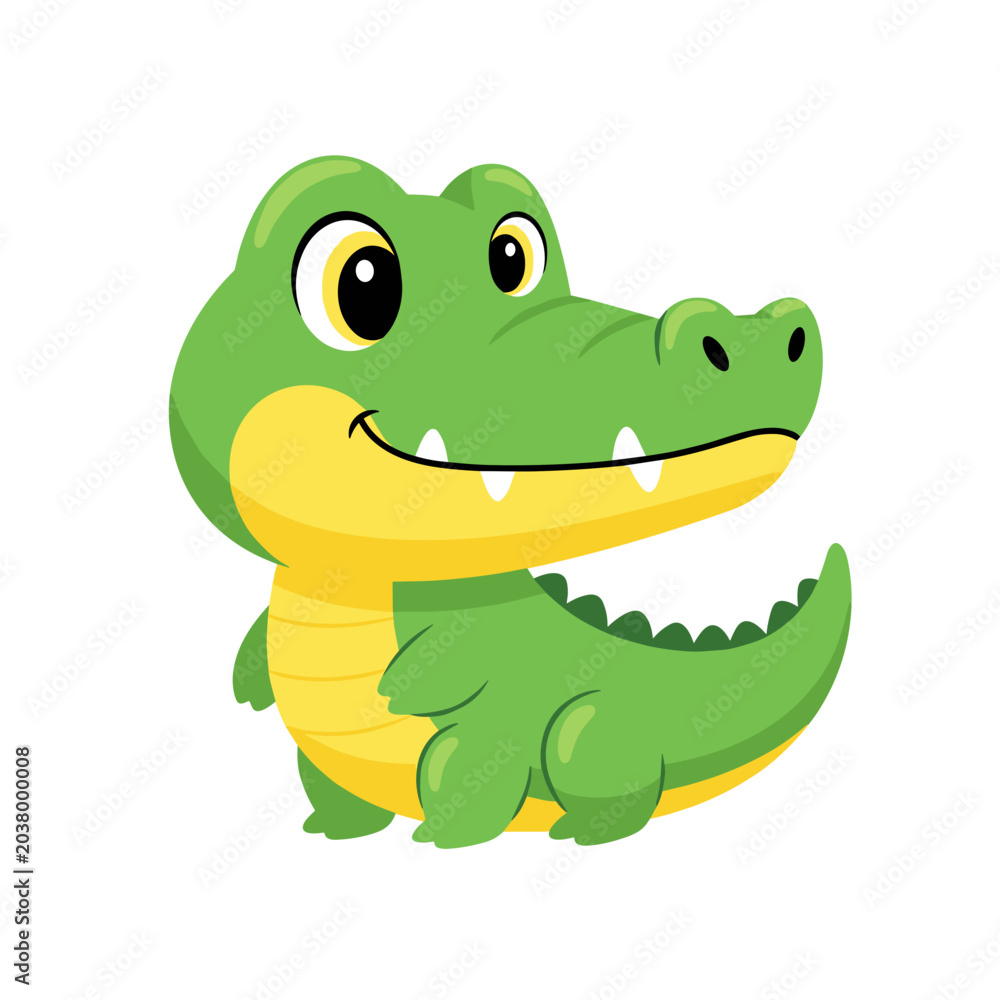 Fototapeta premium Happy Green Baby Alligator Cartoon Mascot