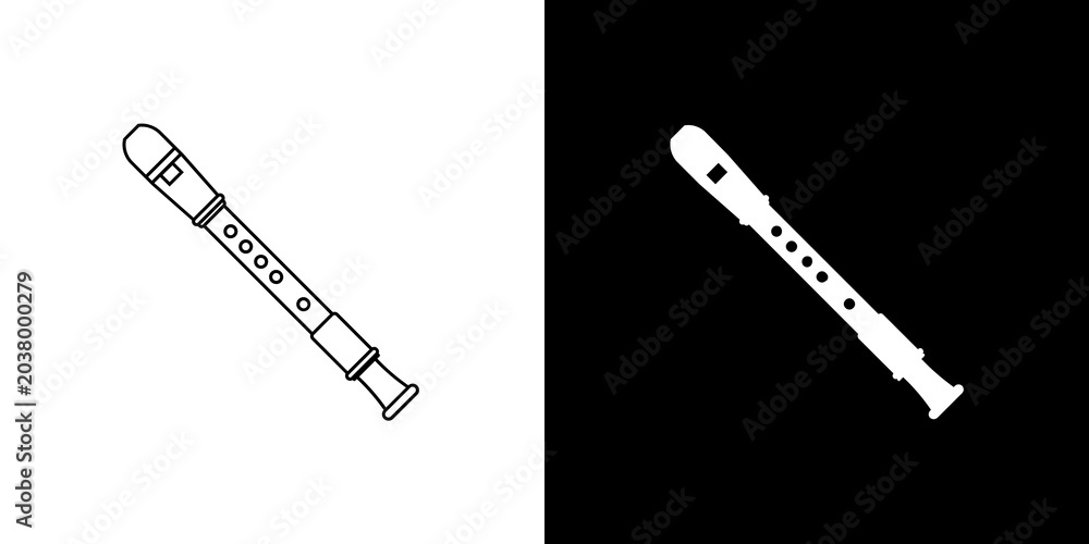 Fototapeta premium black and white illustration of flute icon