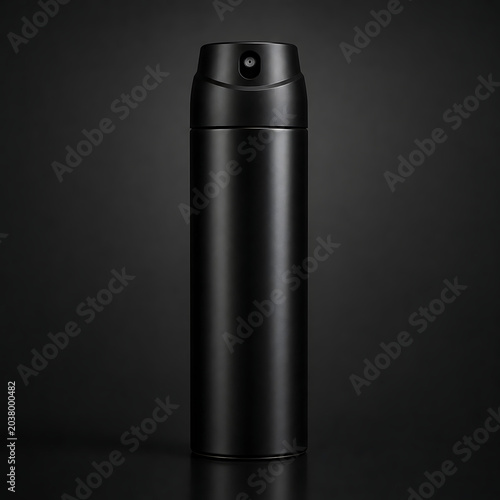 Black Spray Can Mockup Isolated on Dark Background with Premium Product Presentation