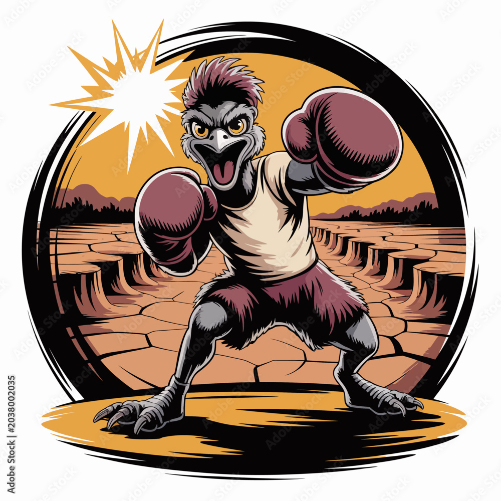 Ταπετσαρία Furry cartoon boxing monkey character.