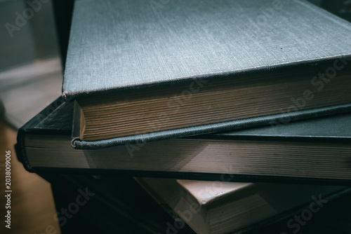 Canvas Print Vintage Hardcover Books Stack for Academic Research and Library Background, Dark