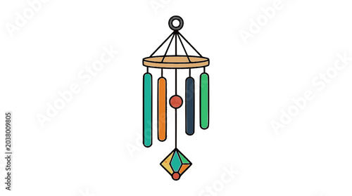 Wind Chime Flat Vector Illustration