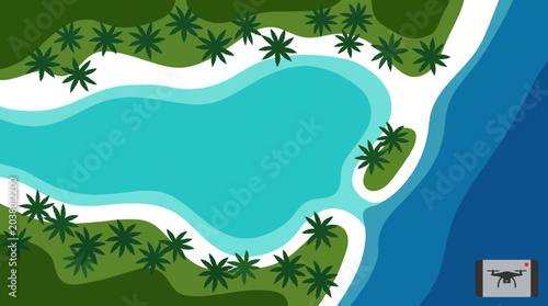 Bilde på lerret Aerial Drone View of Pristine Tropical Ocean Lagoon