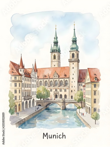 munich watercolor painting