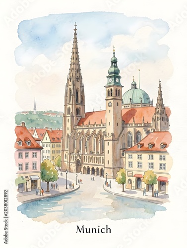 munich watercolor painting