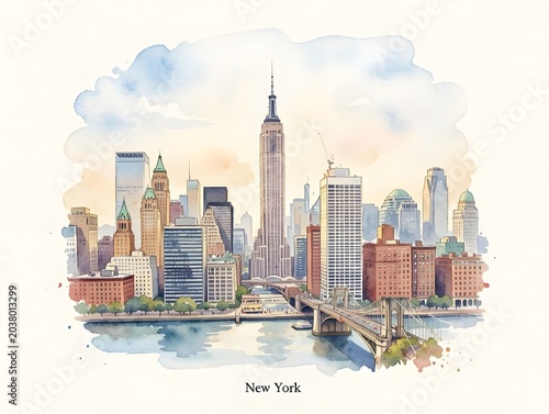 New York watercolor art