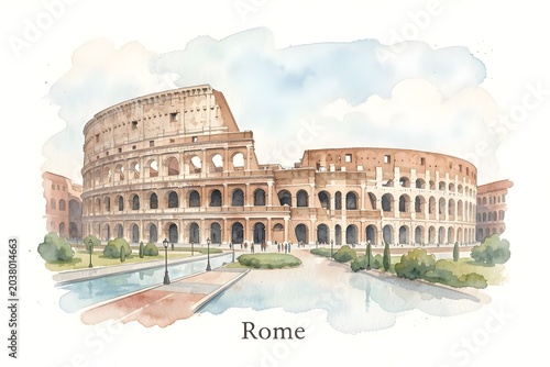 Rome watercolor art
