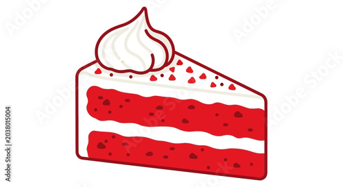 Red Velvet Cake Slice Illustration