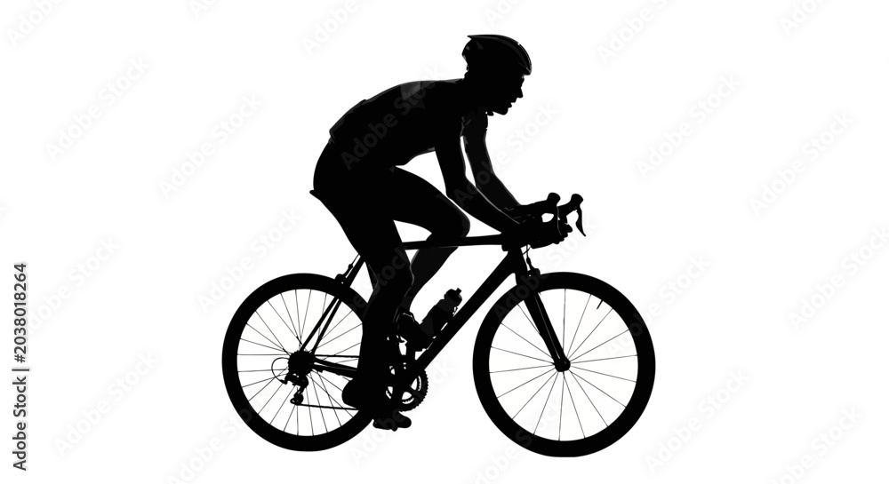 Fototapeta premium Man Riding a Bicycle Silhouette Profile.