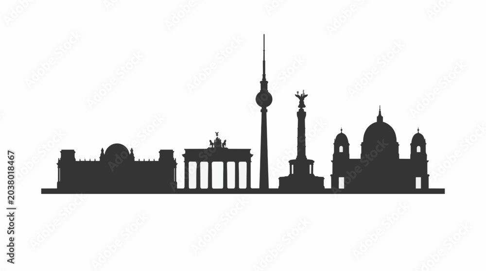 Fototapeta premium Minimalist Berlin City Skyline Silhouette Vector Graphic For Commercial Use