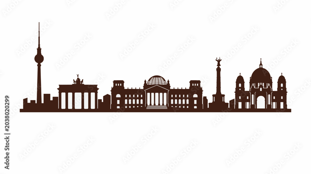 Fototapeta premium Berlin City Skyline Silhouette Vector Graphic Landmark Illustration For Commercial Use