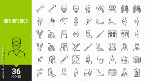 Professional Orthopedics Medical Healthcare Icons Vector Set Commercial Use