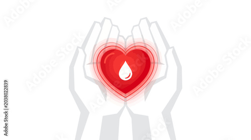 Hands Gently Cupping a Radiant Red Heart Symbolizing Life and Care