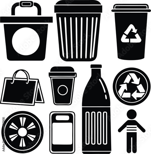 trash can icon set