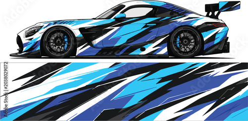 Blue Sports Car Racing Vehicle.