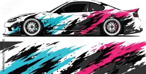 Car with colorful abstract paint design 2.