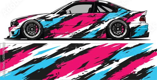 Colorful Sport Car Side View.