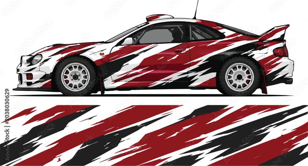 Obraz premium Red and black race car design.