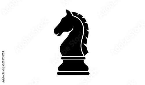 Decorative knight chess piece silhouette vector black horse strategy illustration