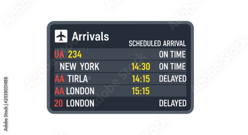 Airport Arrivals Information Board Screen