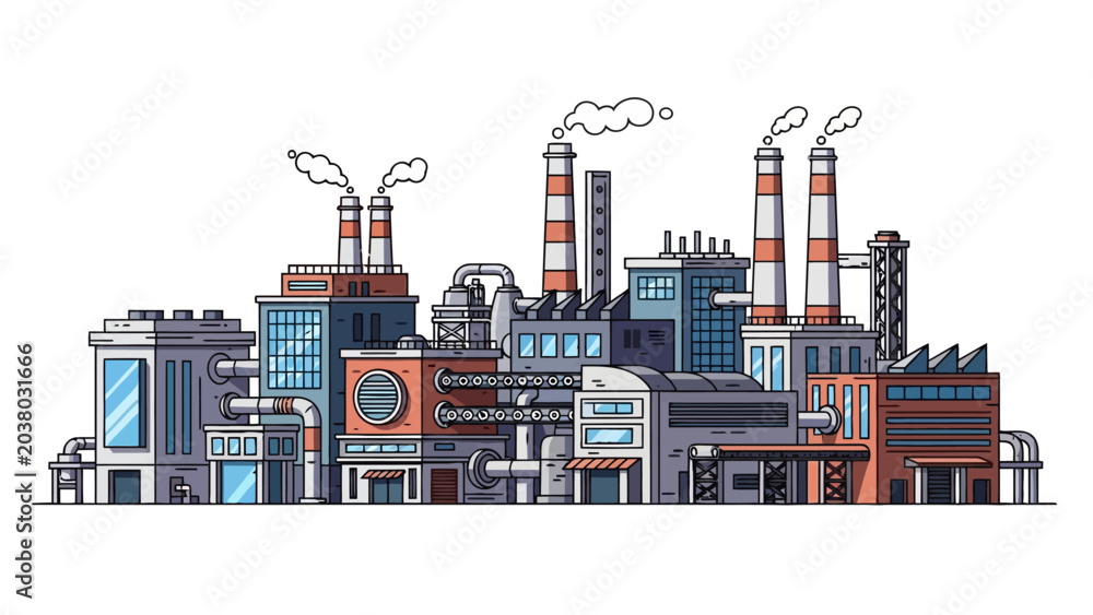 Obraz premium Industrial Factory Complex Scene.