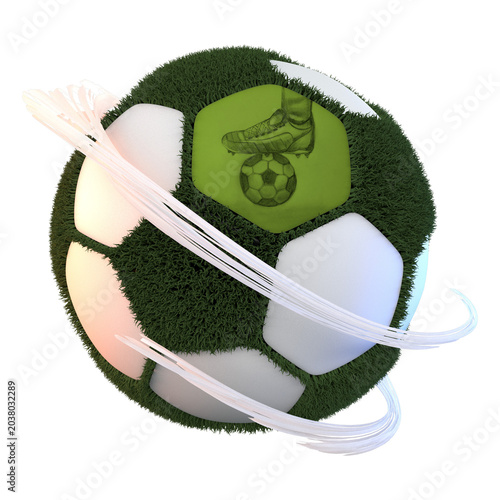 3d soccer ball with grass
