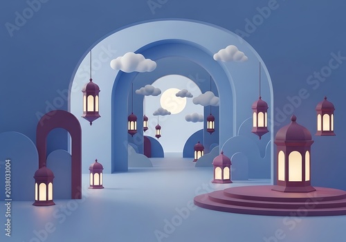 Mysterious face silhouette in illuminated archway