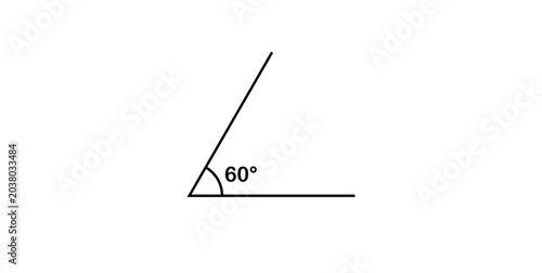 Acute Angle. 60 Degree Symbol in Mathematics.