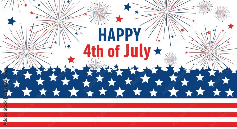 Fototapeta premium Happy 4th of July Celebration Background with Fireworks