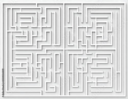 Complex white maze, divided into four quadrants
