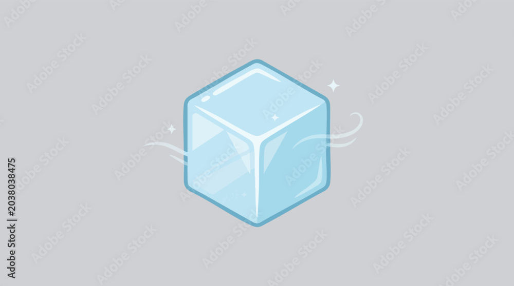 Obraz premium Isometric Ice Cube Vector Illustration with Sparkles