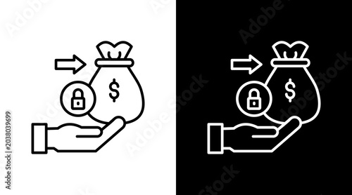 Bild auf Leinwand Fixed Deposit Outline White Icon Set Design