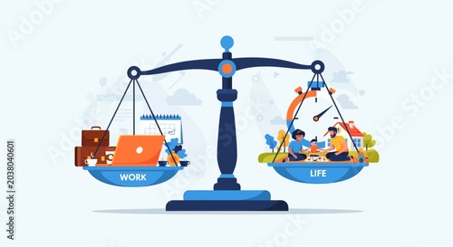 Illustration of Work Life Balance Scale Concept.