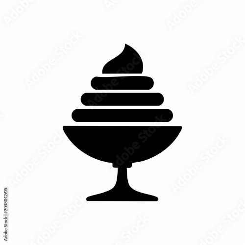 Minimalist ice cream dessert illustration in black and white for graphic design