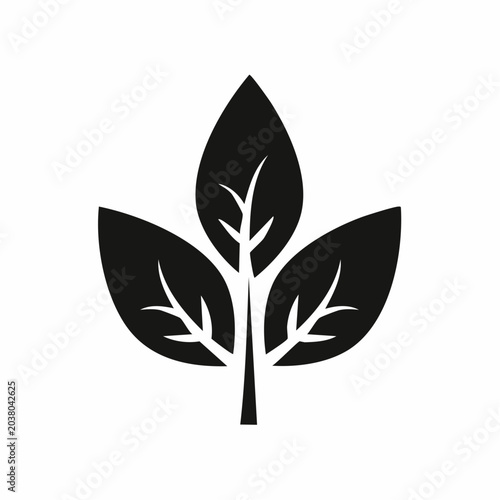 Minimalist leaf symbol for ecological projects and design, plant life simplicity icon