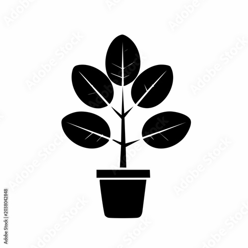 Minimalist potted plant illustration creating a simple and elegant indoor aesthetic