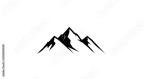 Bild auf Leinwand Black silhouette of mountain peaks.