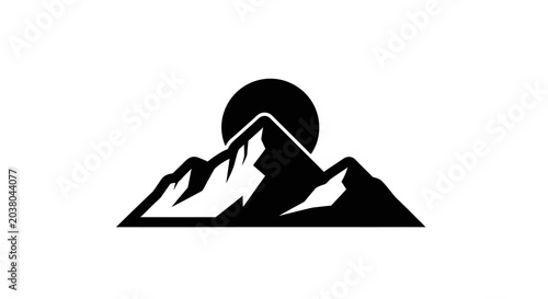 Schilderij op canvas Black silhouette of mountain range peak.